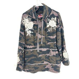Johnny Was Santal Turtle Neck Sweatshirt Camo Size M